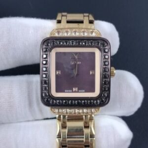 LeVian Gold Tone Watch W/Chocolate Quartz LV1375-DF