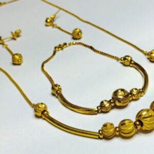 Indian 22K Solid Gold Beads Necklace, Bracelet & Earring Set