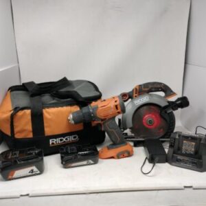 Ridgid 18v Tool Set Drill (R86001) & Saw (R8655) 4AH & 2AH Batteries T6203