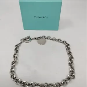 Tiffany & Co Return to Tiffany Sterling Silver Heart Charm Toggle Necklace 16