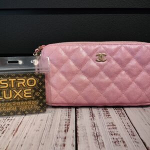 Chanel Caviar WOC Chain Wallet Iridescent Pink Double Zip