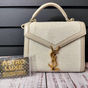 Saint Laurent Cassandra Top Handle Bag Canvas with Leather Mini