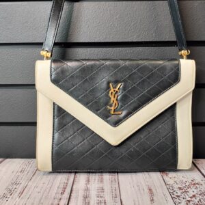 Saint Laurent YSL Gaby Satchel Black & Cream Crossbody
