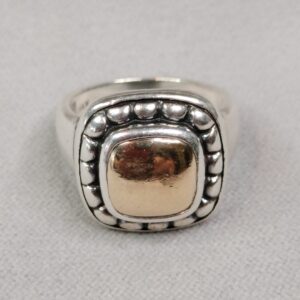 James Avery Retired Sterling Silver And 14k Gold Vintage Square Ring Size 5.5