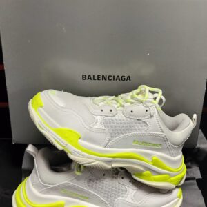 Balenciaga Unisex Triple S Sneaker White Neon Yellow Size 33