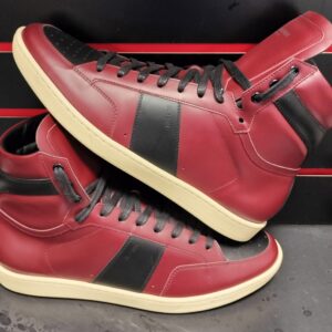 Saint Laurent SL10H Men's Burgundy High Top Sneakers Size 44